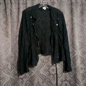 Lace cropped Moto Jacket